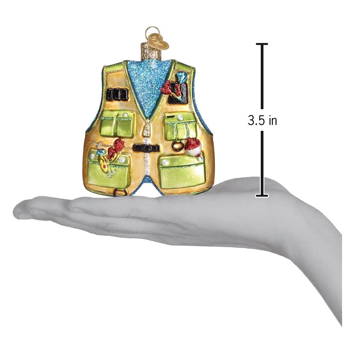 Fishing Vest Ornament - Handblown Glass