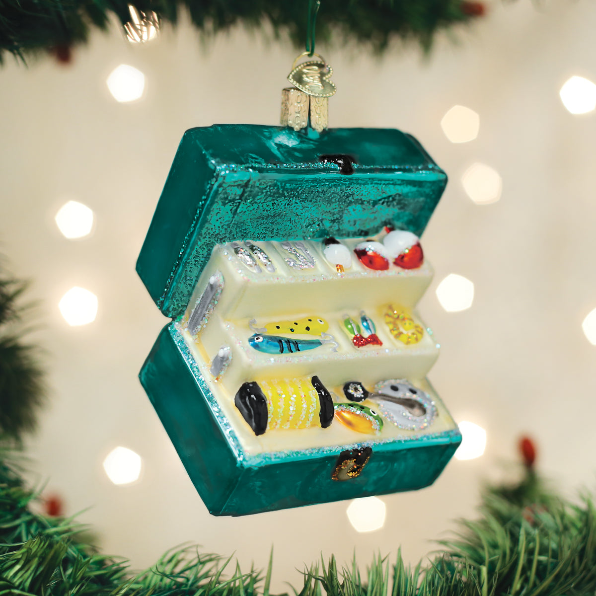 Fishing Tackle Box Ornament - Handblown Glass