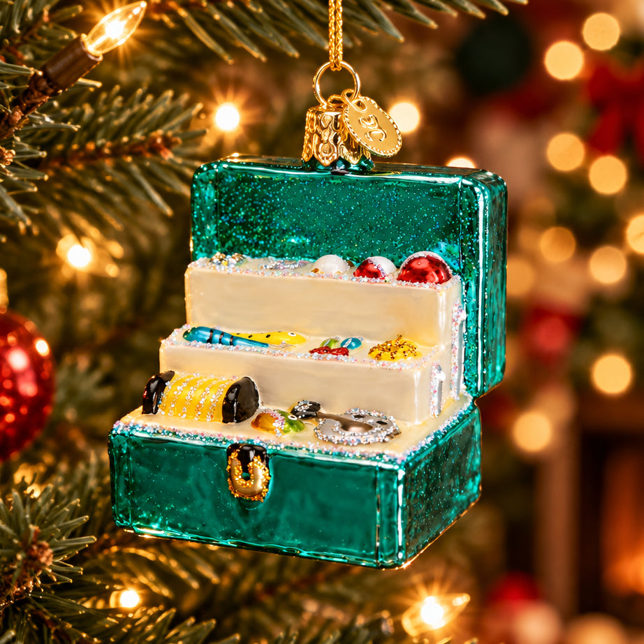Fishing Tackle Box Ornament - Handblown Glass