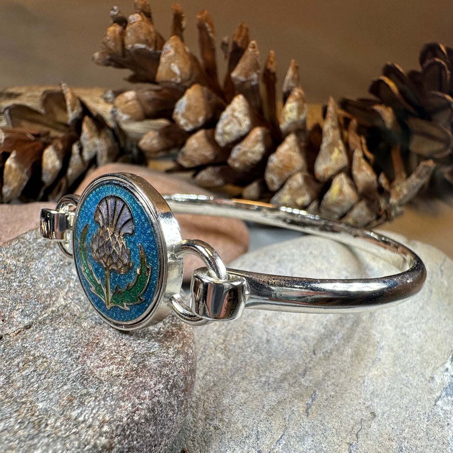 Enamel Scottish Thistle Bracelet for Women