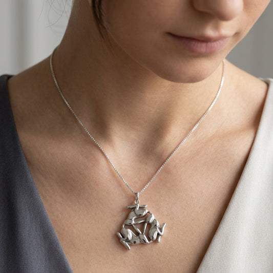 Celtic Triple Hare Necklace in Sterling Silver
