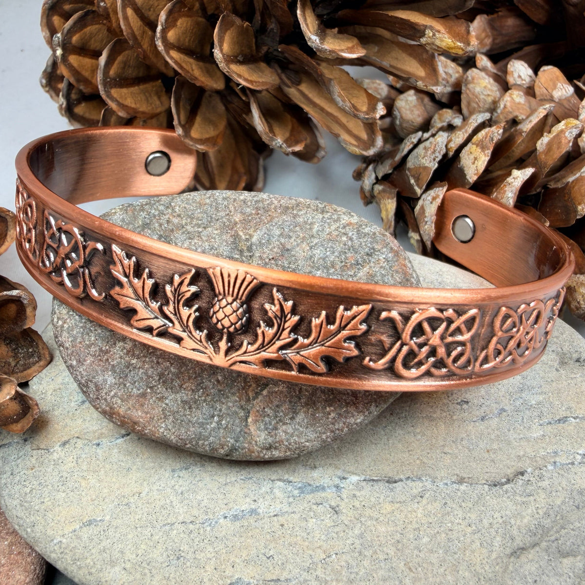 Highland Scottish Thistle Copper Cuff Bracelet
