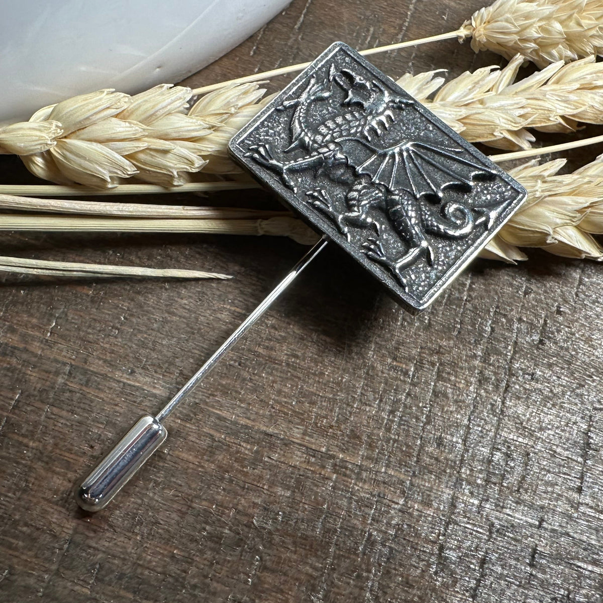 Square Welsh Dragon Lapel Stick Pin for Men