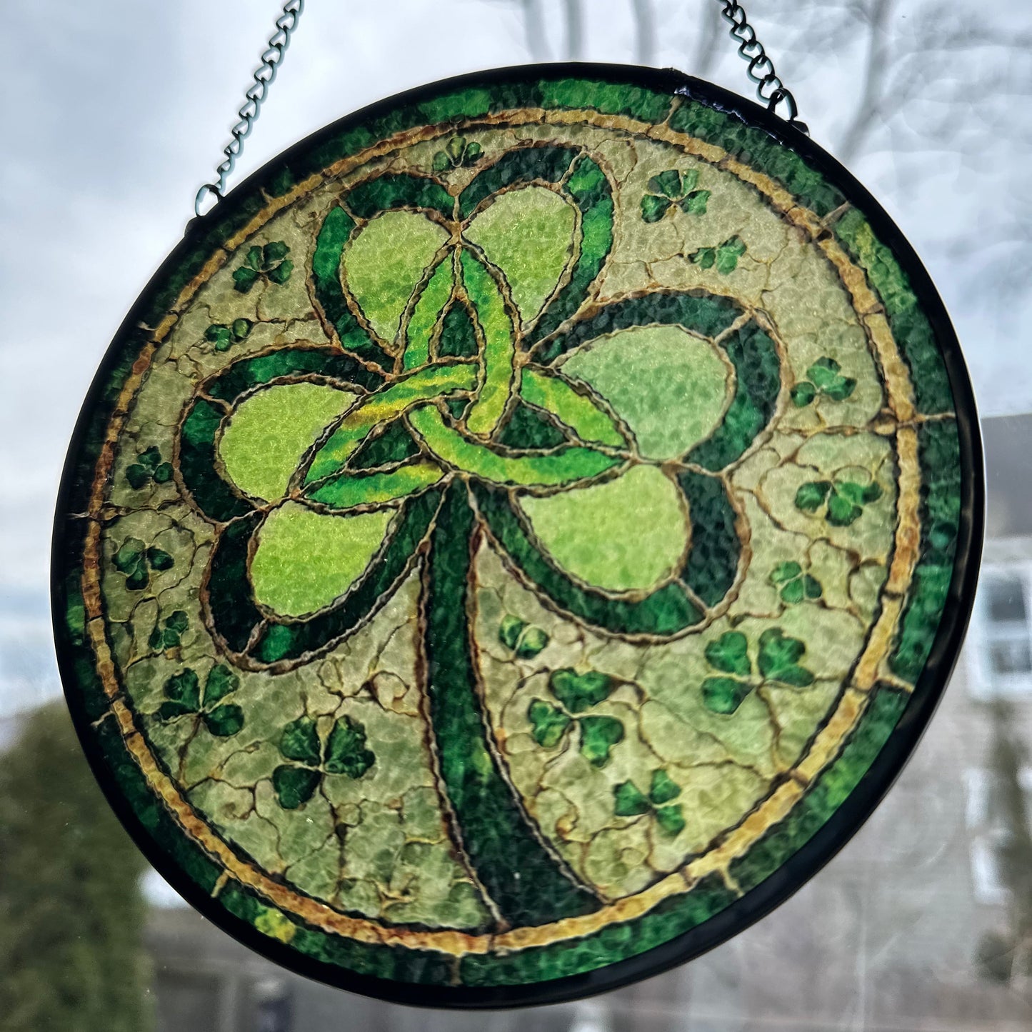 Trinity Knot Shamrock Stained Glass Gift