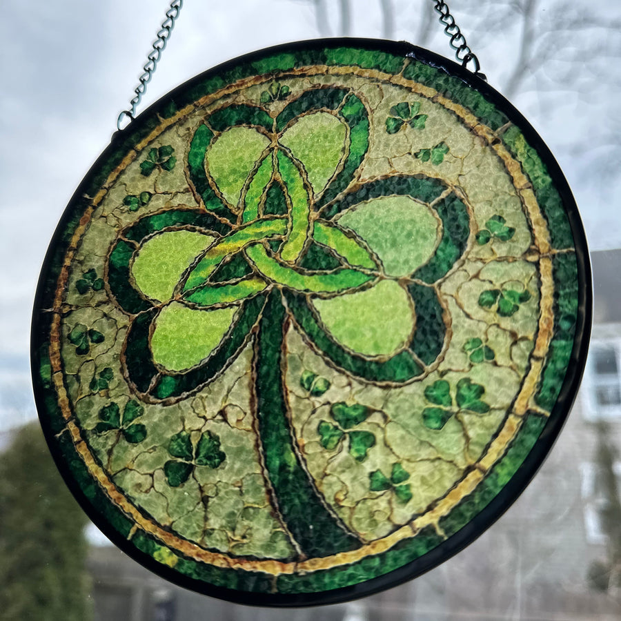 Trinity Knot Shamrock Stained Glass Gift
