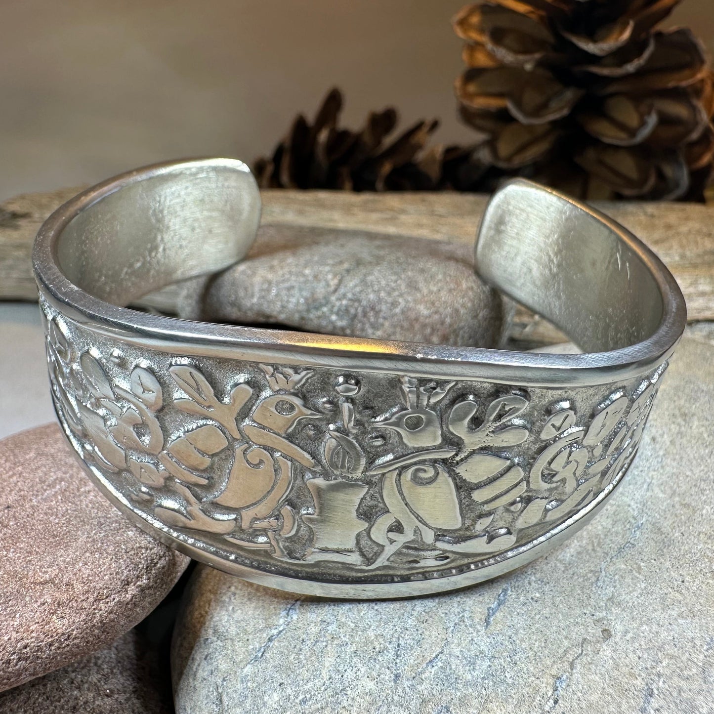 Celtic Love Birds Cuff Bracelet - Handmade in Scotland — view 12