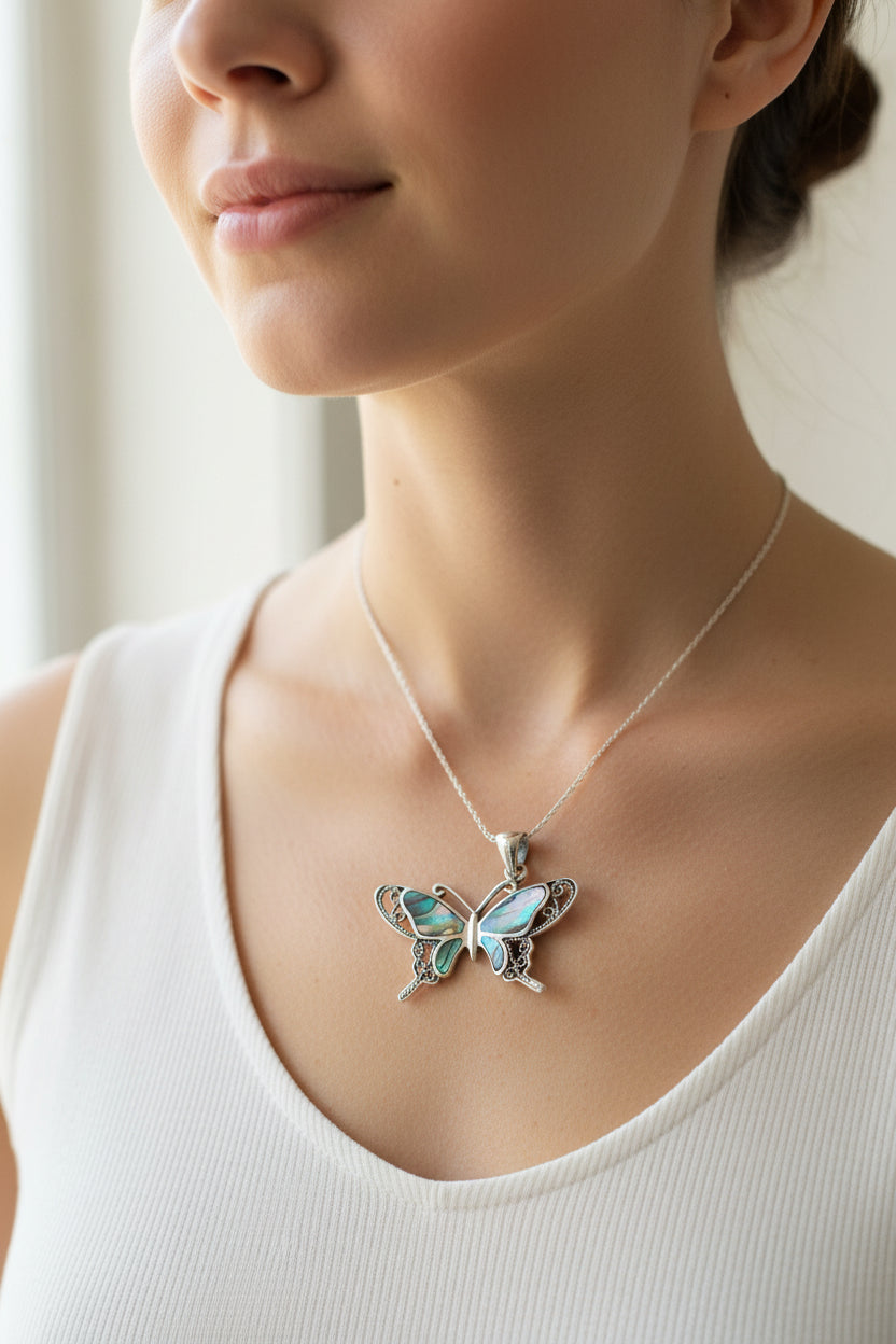 Adeliza Butterfly Necklace in Sterling Silver
