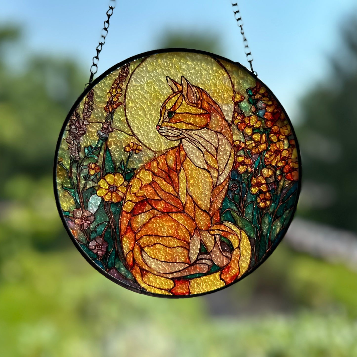 Yellow Moon Cat Suncatcher