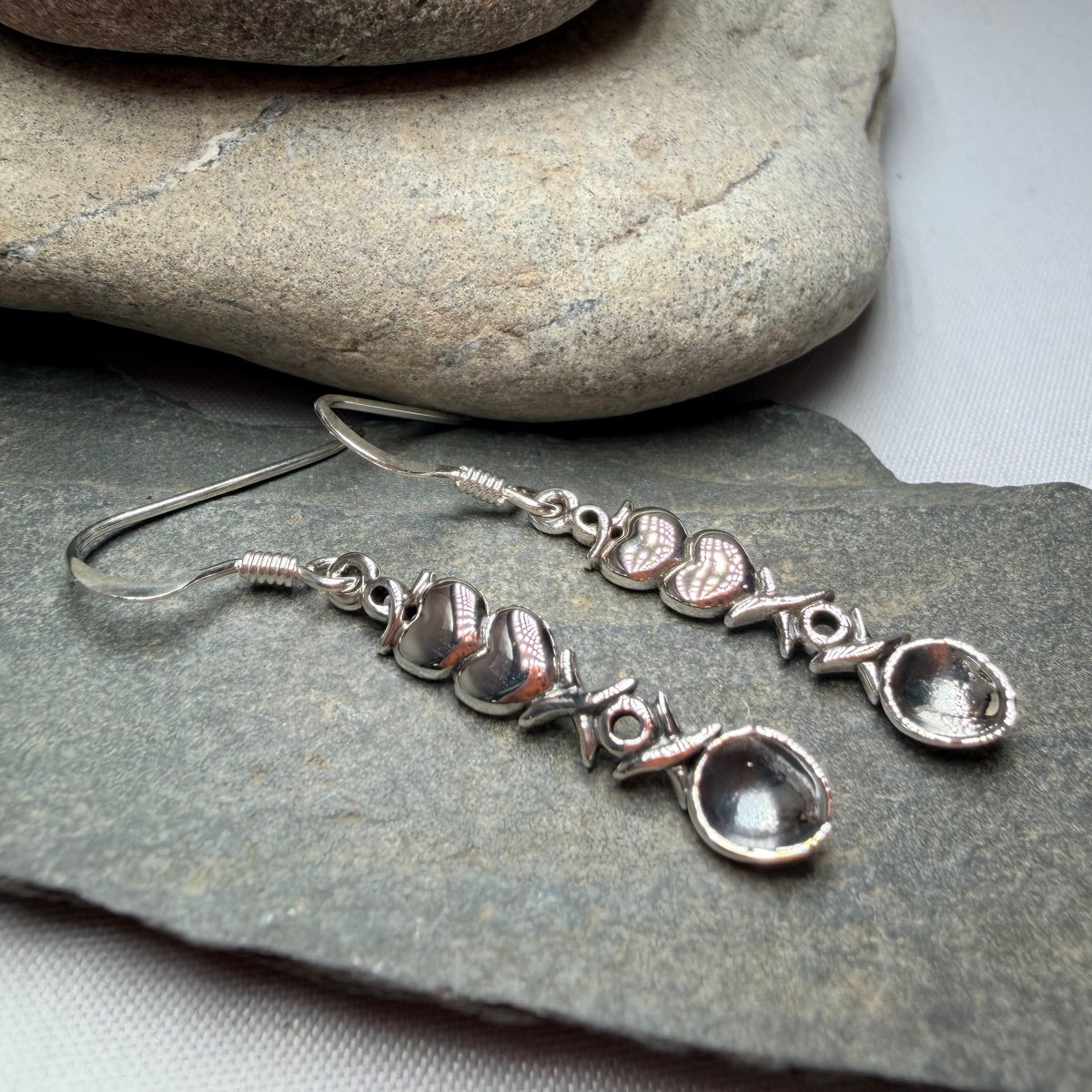 Hugs & Kisses Welsh Love Spoon Earrings in Sterling Silver