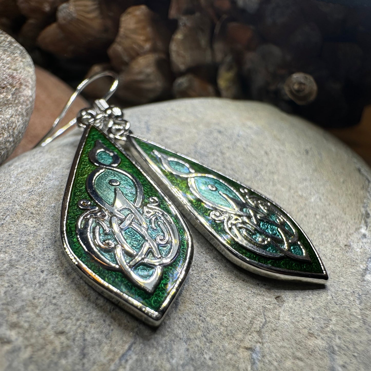 Aura Enamel Celtic Teardrop Earrings