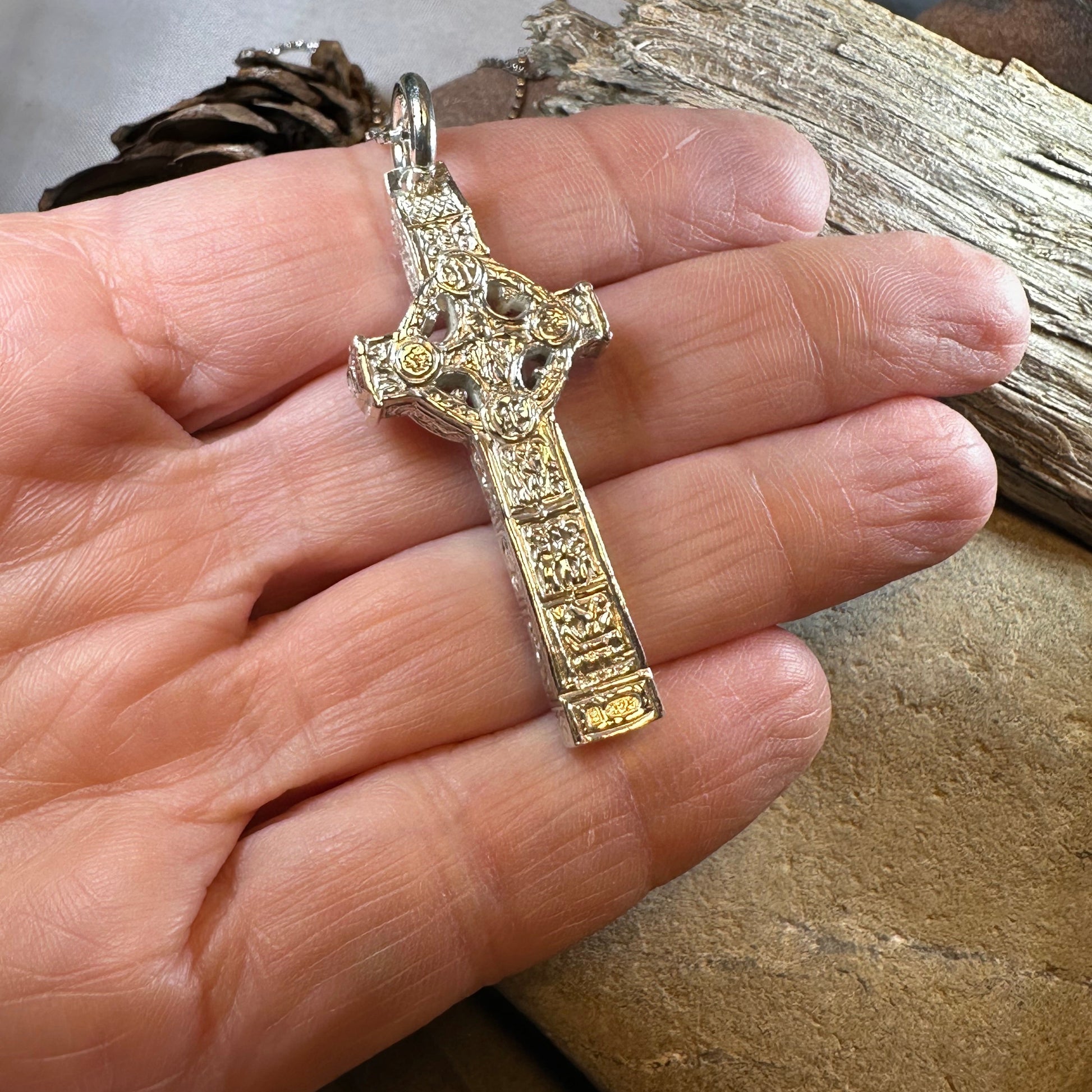 Artisan Irish Clonmacnoise Cross Necklace - Made in Ireland — view 6