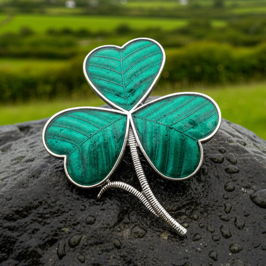 Enamel Green Irish Shamrock Scarf Ring