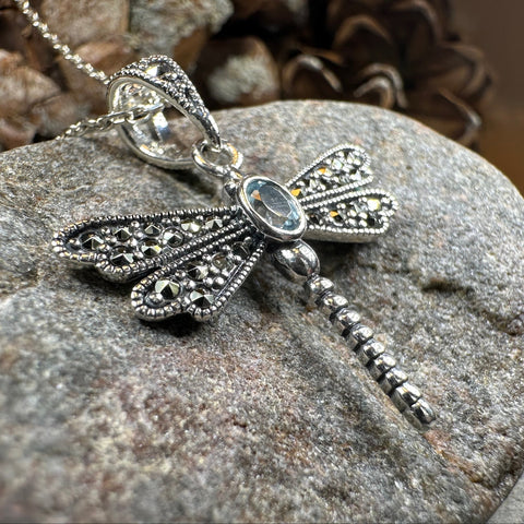 Load image into Gallery viewer, Hope Marcasite Dragonfly Necklace
