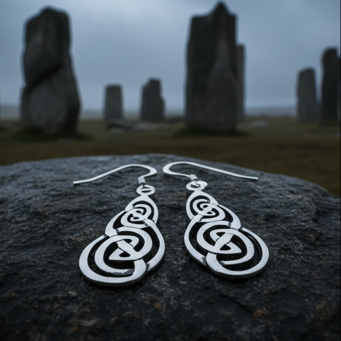 Beltane Celtic Earrings in Sterling Silver — view 9