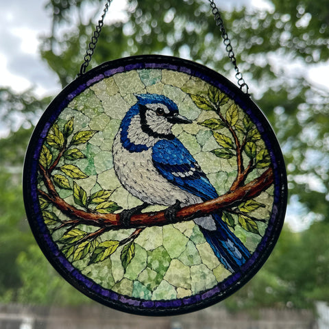 Load image into Gallery viewer, Summer Blue Jay Suncatcher
