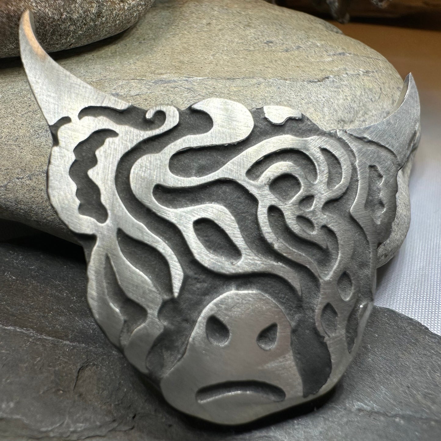 Celtic Highland Cow Brooch - Handmade in Scotland