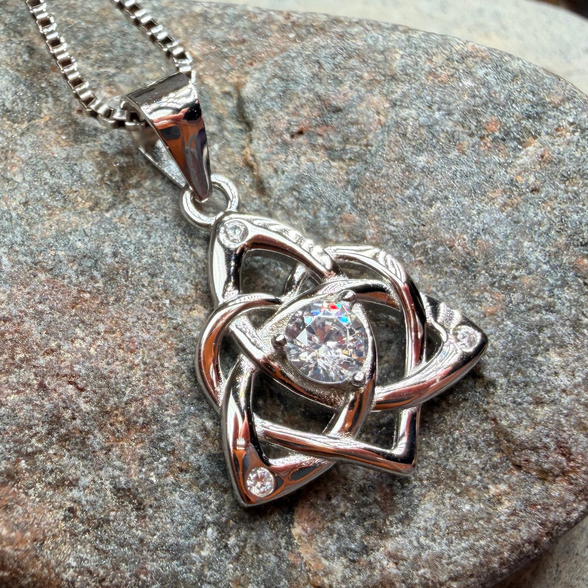 Trinity Love Knot Necklace in Sterling Silver