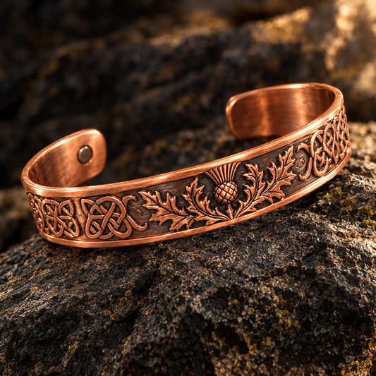 Highland Scottish Thistle Copper Cuff Bracelet