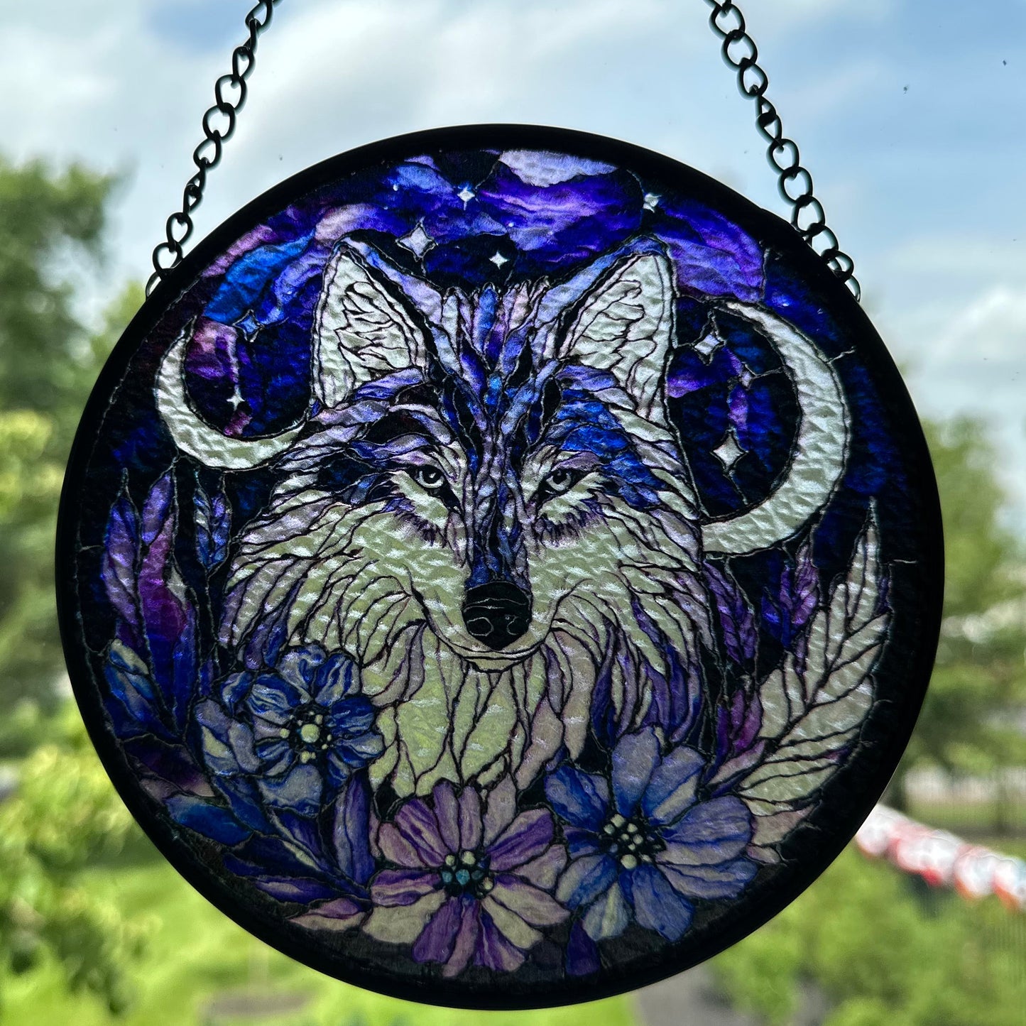 Midnight Purple Wolf Suncatcher