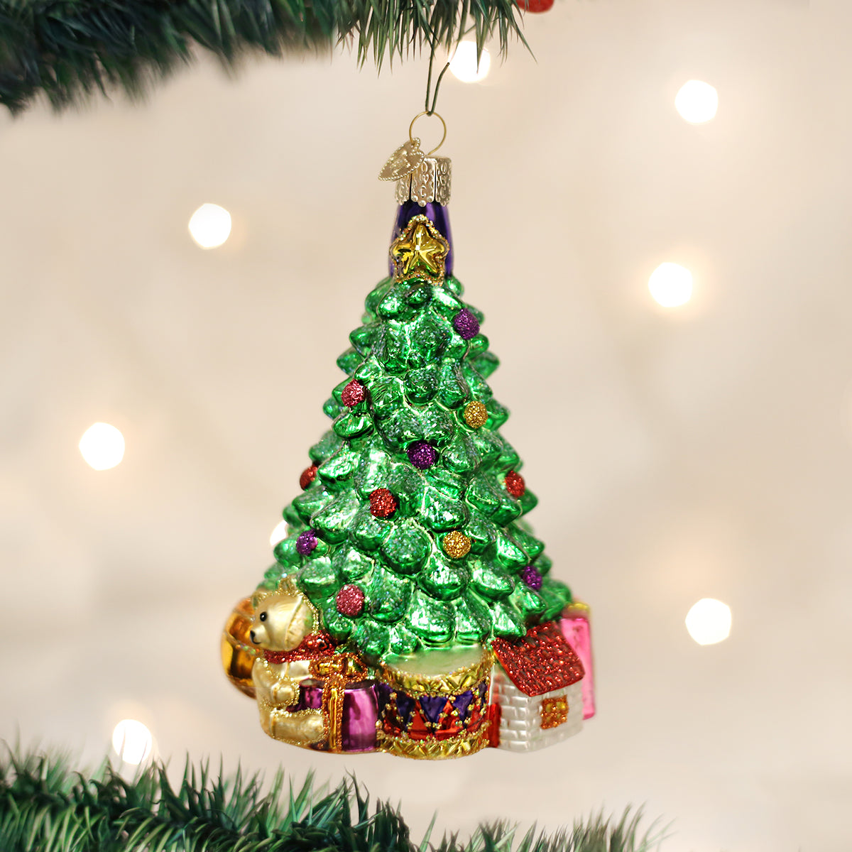 Christmas Morning Tree Ornament  - Handblown Glass