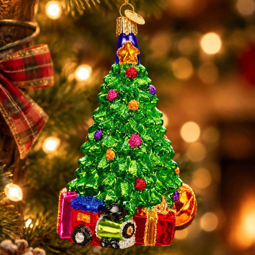 Christmas Morning Tree Ornament  - Handblown Glass