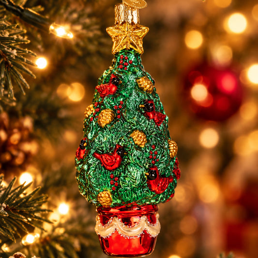 Cardinal Christmas Tree Ornament - Handblown Glass