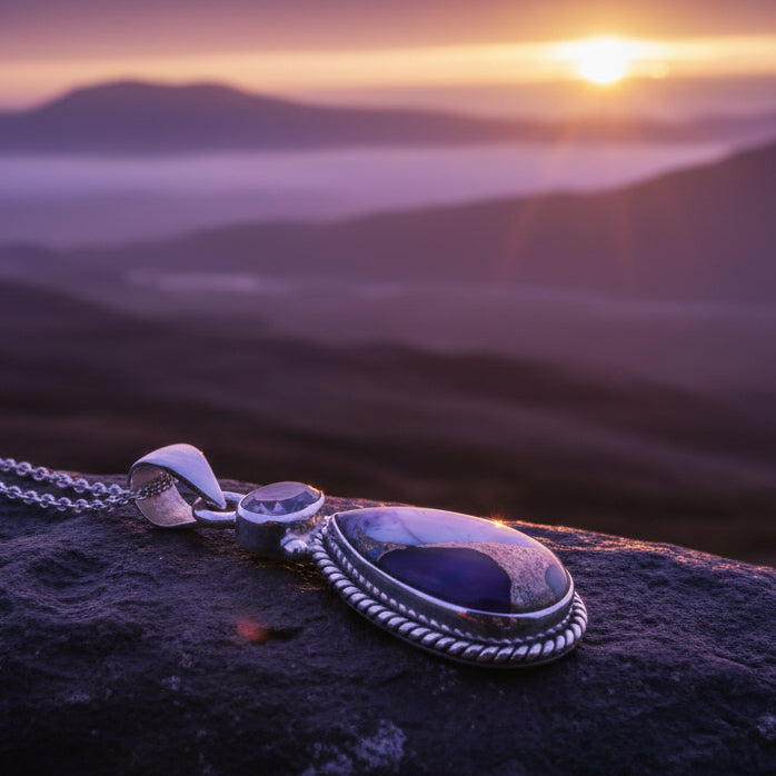 Dahlia Turquoise Necklace in Sterling Silver — view 10