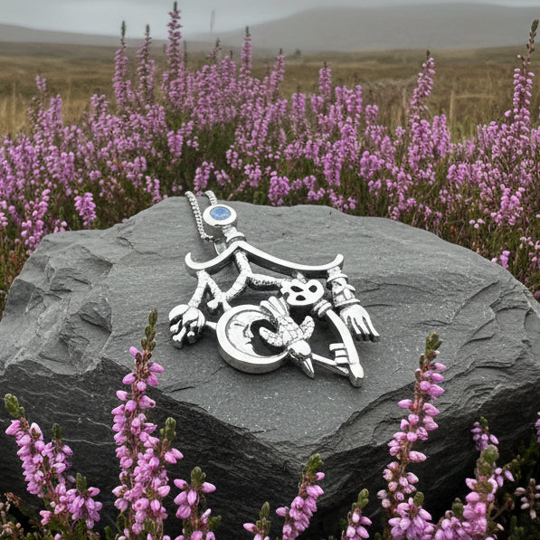 Moonstone Italian Cimaruta Pendant in Sterling Silver — view 4