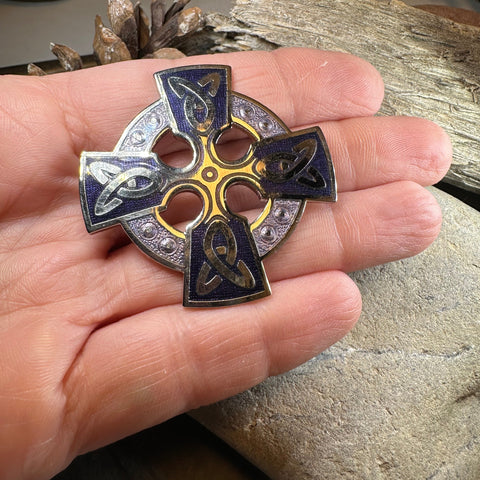 Load image into Gallery viewer, Enamel Celtic Cross Brooch

