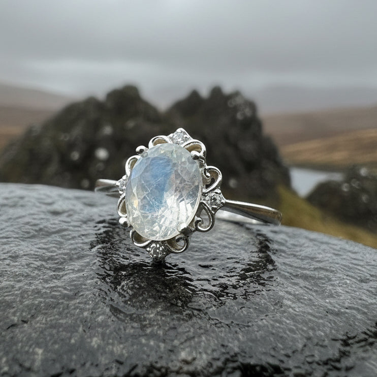 Allora Moonstone Ring in Sterling Silver