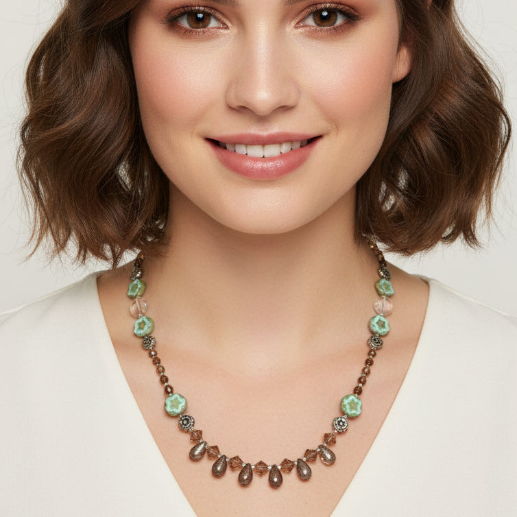 Golden Lotus Crystal Necklace in gold