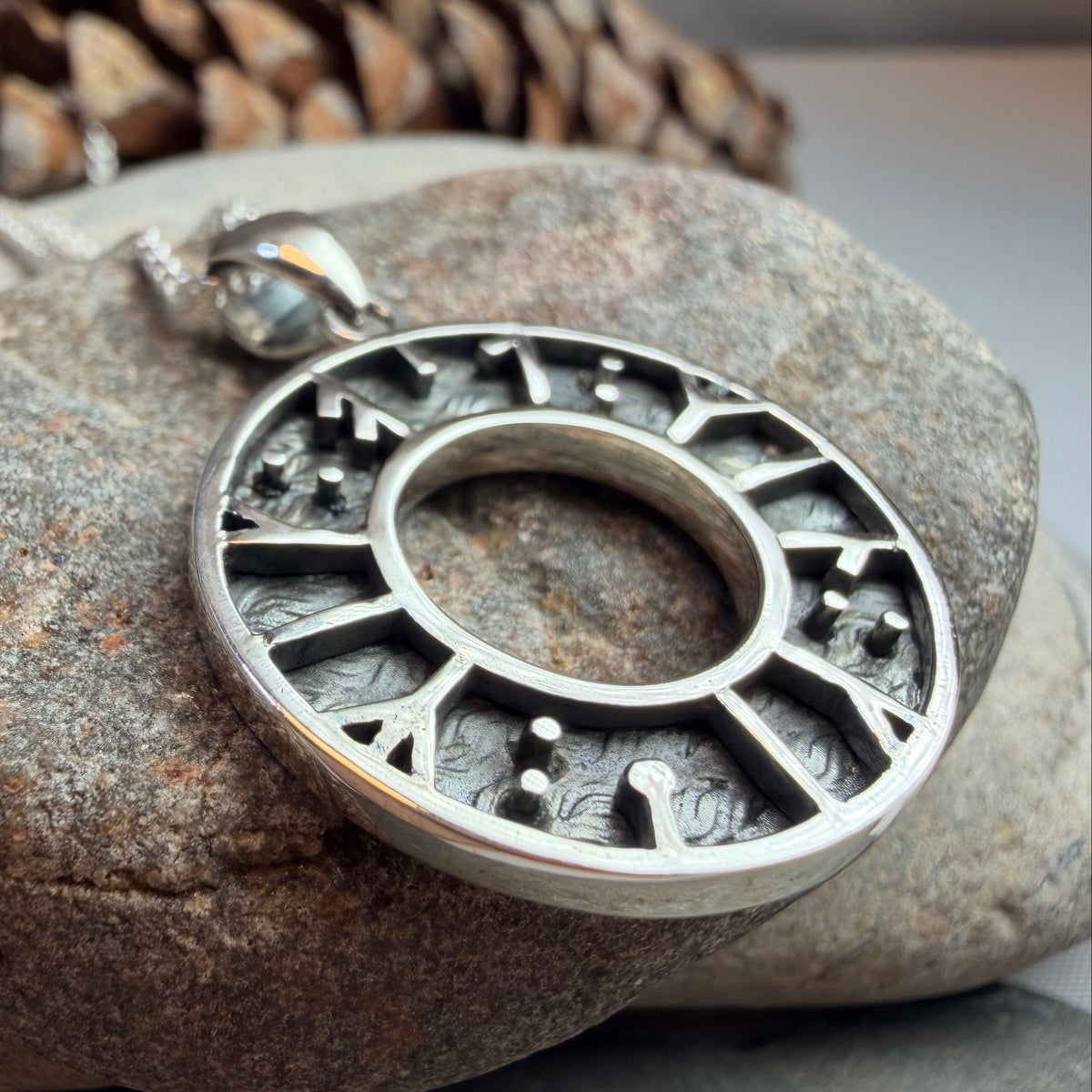 "My Love, Kiss Me" Norse Runes Necklace in Sterling Silver