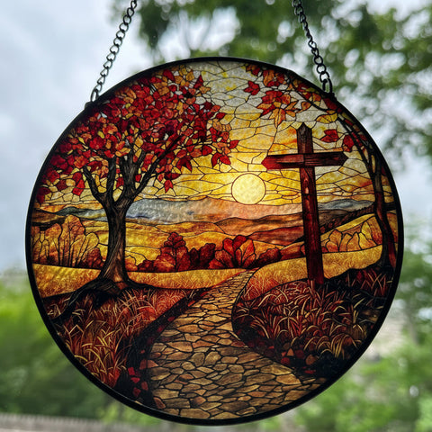 Load image into Gallery viewer, Autumn Cross Suncatcher
