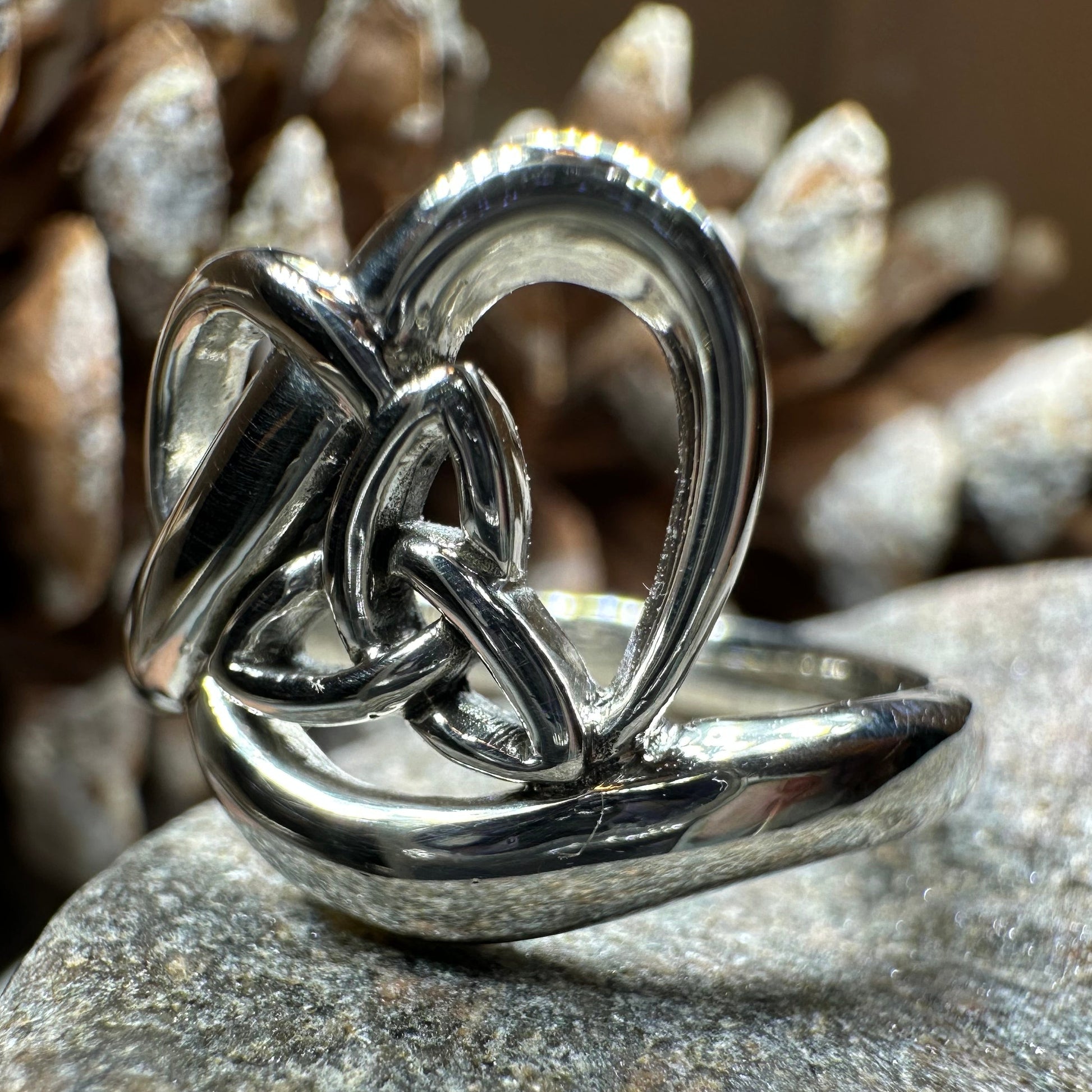 Celtic Trinity Knot Heart Ring in Sterling Silver — view 7