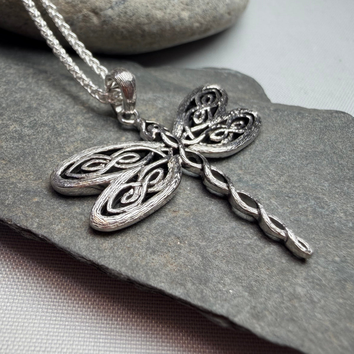 Summerdancer Celtic Dragonfly Necklace in Sterling Silver