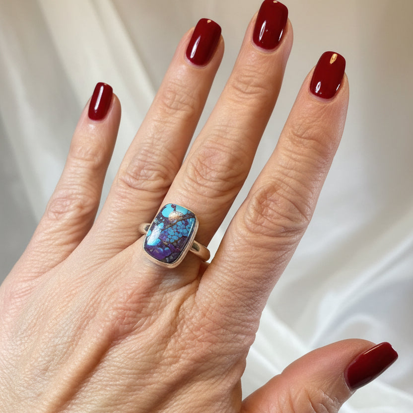 Purple Dahlia Turquoise Ring in Sterling Silver
