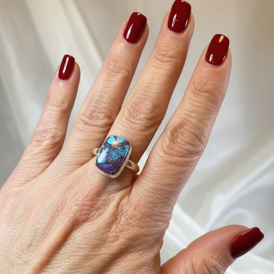 Purple Dahlia Turquoise Ring in Sterling Silver