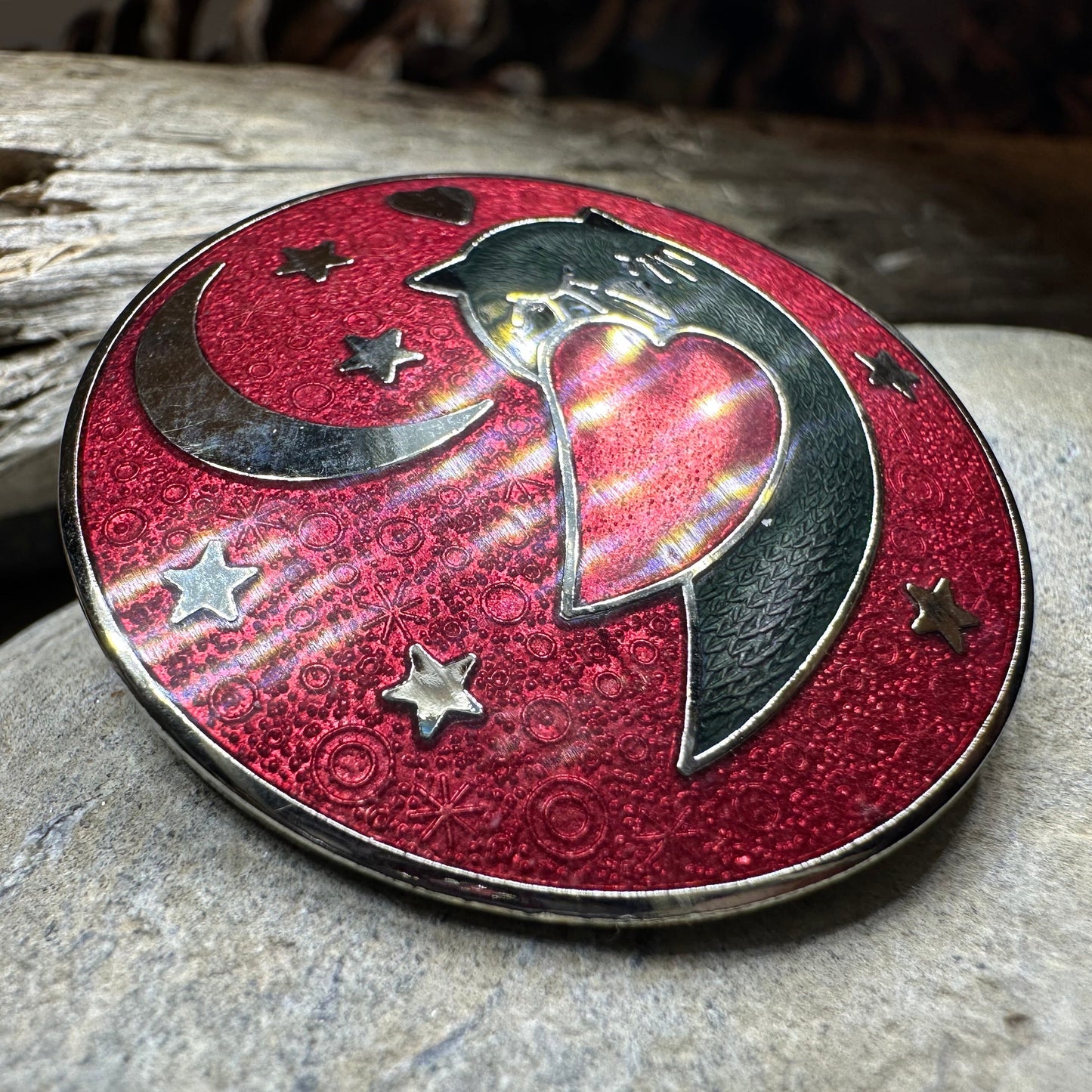 Red Enamel Owl Love Brooch — view 6