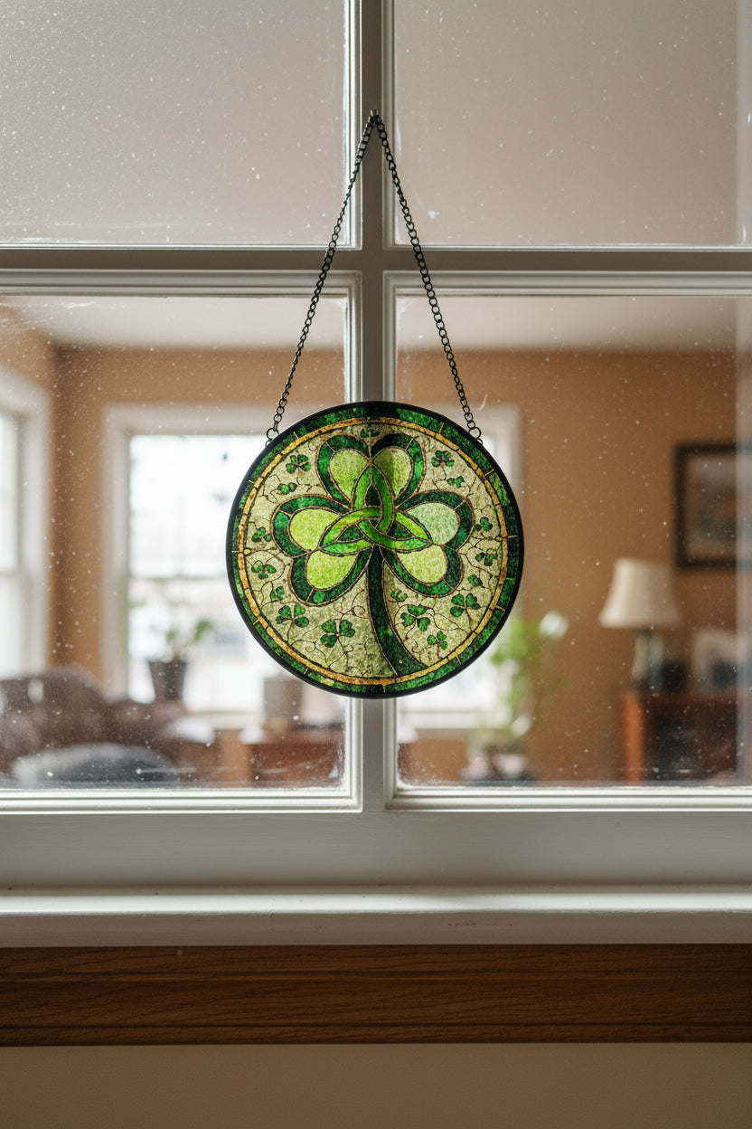 Trinity Knot Shamrock Stained Glass Gift