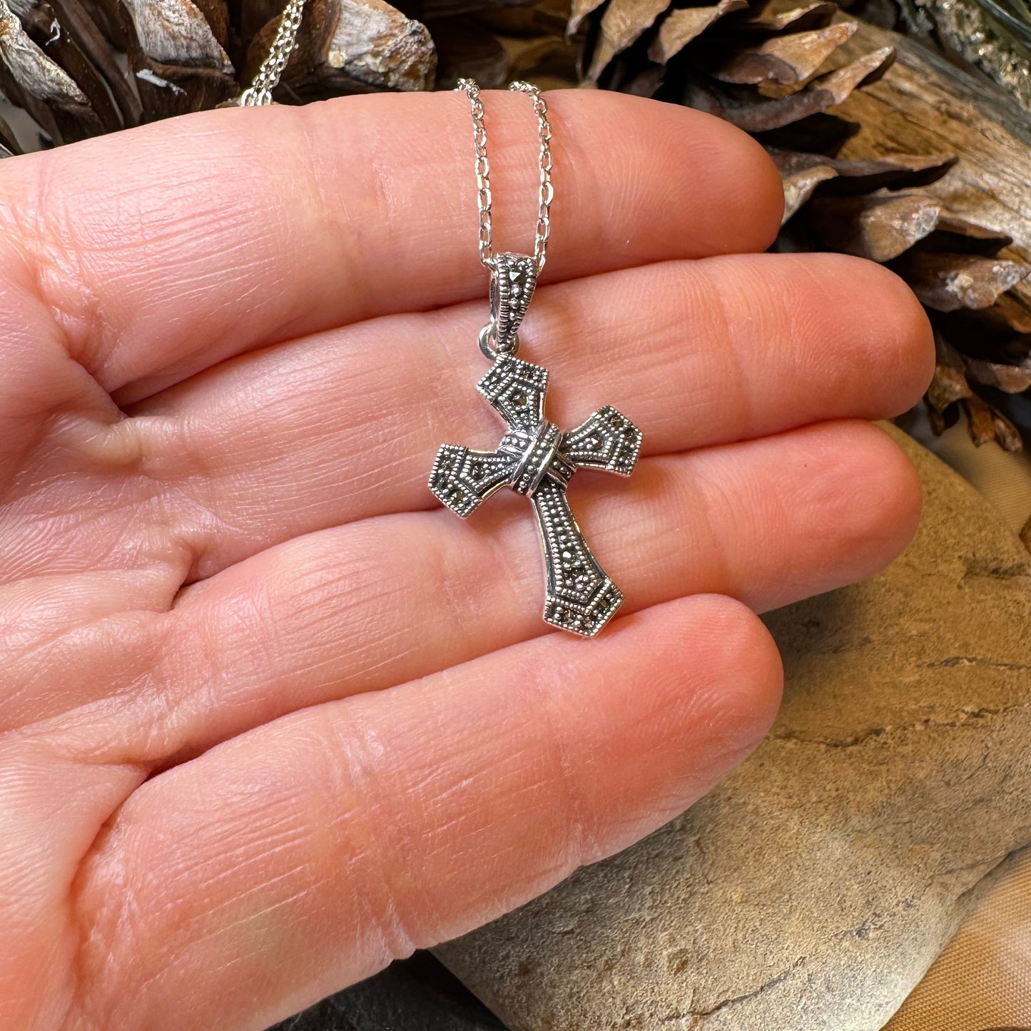 Adain Marcasite Cross Necklace