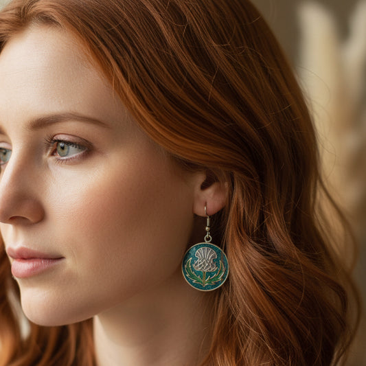 Highland Glen Scottish Thistle Earrings - Scotland Jewelry