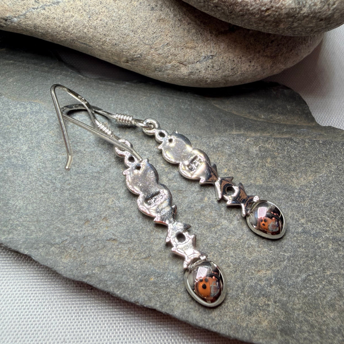 Hugs & Kisses Welsh Love Spoon Earrings in Sterling Silver