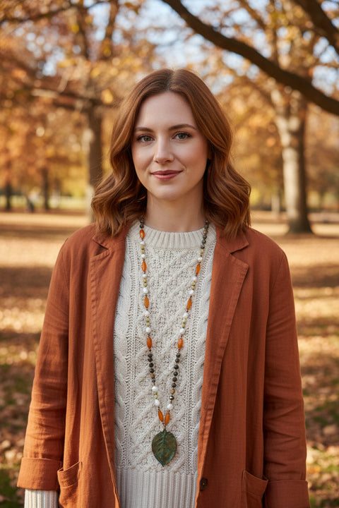 Load image into Gallery viewer, Autumn Forest Long Necklace
