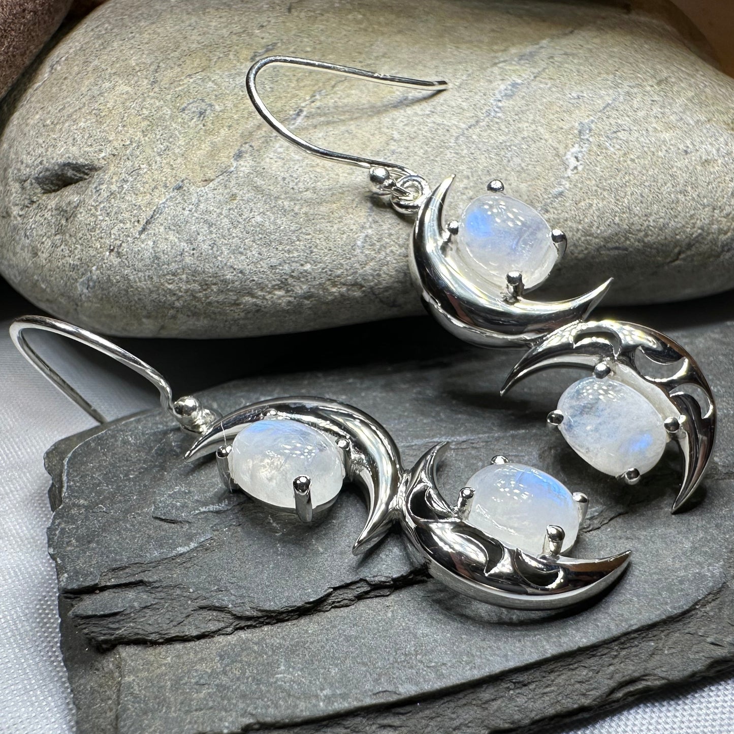Mystic Dream Moonstone Earrings in silver