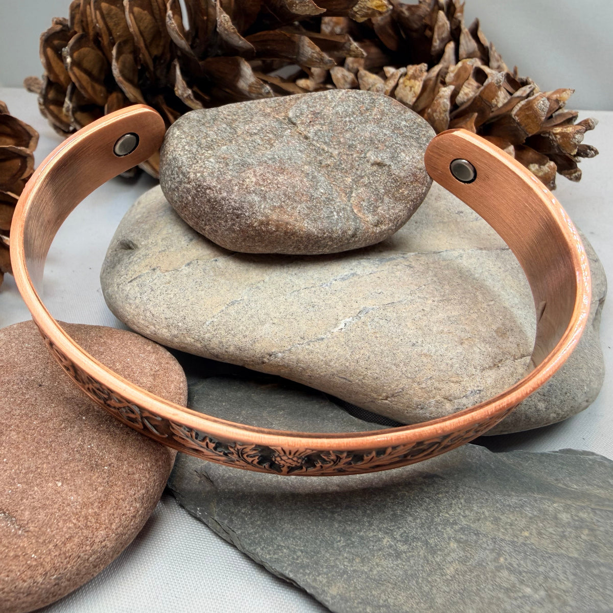Highland Scottish Thistle Copper Cuff Bracelet