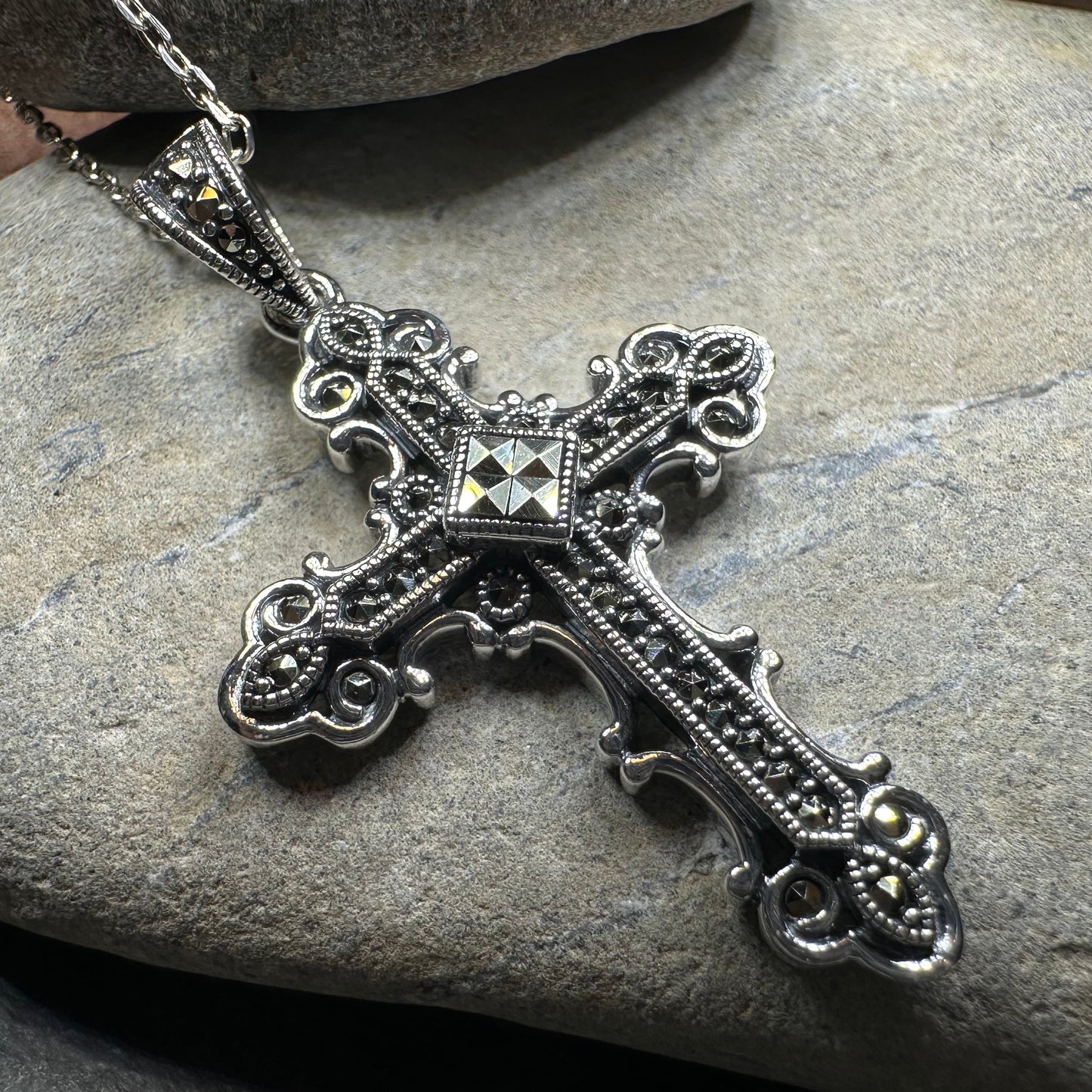 Jehanne Marcasite Cross Necklace — view 8