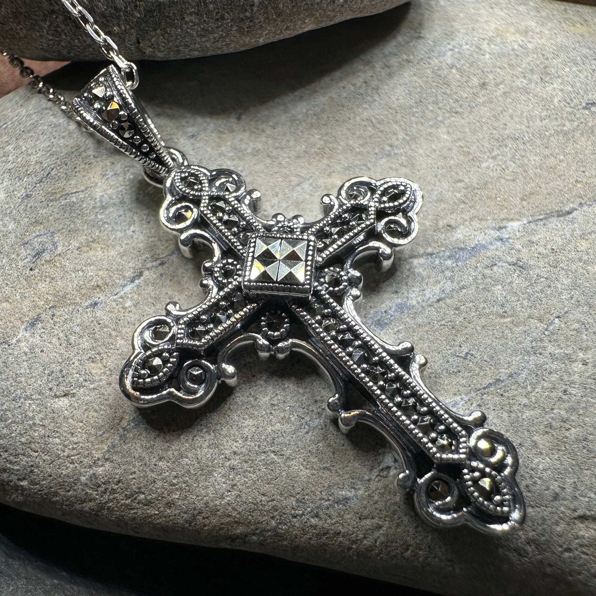 Jehanne Marcasite Cross Necklace — view 8