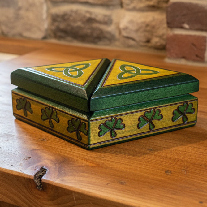Celtic Double Trinity Knot Keepsake Box - Handmade Wooden Box