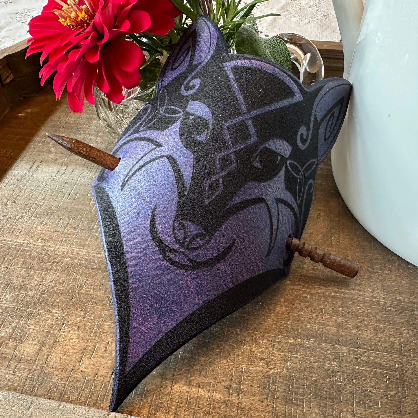 Celtic Wolf Leather Hair Slide for Women