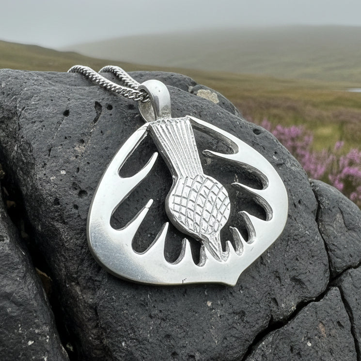 Mackenzie Scottish Thistle Necklace - Handmade in Scotland in pewter